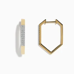 Effy Jewelry 14K Yellow Gold Diamond Geometric Hoop Earrings 0.22 TCW | Earrings