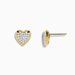 Effy Jewelry 14K Yellow Gold Diamond Heart Earrings | Earrings