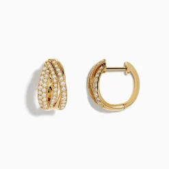 Effy Jewelry 14K Yellow Gold Diamond Hoop Earrings | Earrings