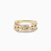 Effy Jewelry 14K Yellow Gold Diamond Interlocking Crossover Ring 0.46 TCW | Rings