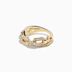 Effy Jewelry 14K Yellow Gold Diamond Interlocking Crossover Ring 0.46 TCW | Rings