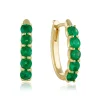 Effy Jewelry 14K Yellow Gold Emerald 3/4" Hoop Earrings, 1.71 TCW | Earrings