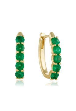Effy Jewelry 14K Yellow Gold Emerald 3/4" Hoop Earrings, 1.71 TCW | Earrings
