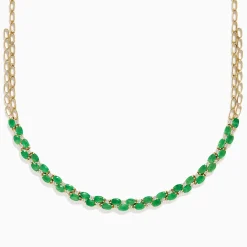 BH Multi 14K Yellow Gold Emerald and Diamond Necklace | Necklaces & Pendants