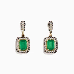 Effy Jewelry 14K Yellow Gold Emerald and Diamond Drop Earrings, 2.51 TCW | Earrings