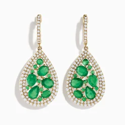 Effy Jewelry 14K Yellow Gold Emerald and Diamond Earrings | Earrings