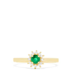 Effy Jewelry 14K Yellow Gold Emerald and Diamond Ring, 0.36 TCW | Rings