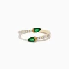 Effy Jewelry 14K Yellow Gold Emerald and Diamond Bypass Ring | Rings