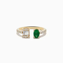 Effy Jewelry 14K Yellow Gold Emerald and Diamond Toi Et Moi Ring | Rings