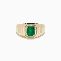Effy Jewelry 14K Yellow Gold Emerald and Diamond Ring | Mens