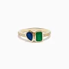 Effy Jewelry 14K Yellow Gold Emerald and Sapphire Toi Et Moi Diamond Ring | Rings