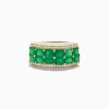 Effy Jewelry 14K Yellow Gold Emerald and Diamond Band Ring | Rings