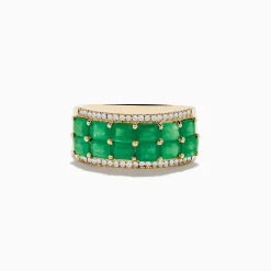 Effy Jewelry 14K Yellow Gold Emerald and Diamond Band Ring | Rings