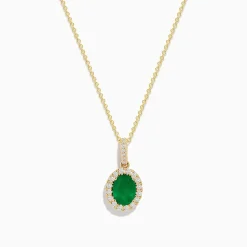 Effy Jewelry 14K Yellow Gold Emerald and Diamond Pendant | Necklaces & Pendants