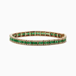 Effy Jewelry 14K Yellow Gold Emerald and Diamond Bracelet | Bracelets