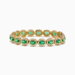 BH Multi 14K Yellow Gold Emerald and Diamond Tennis Bracelet | Bracelets