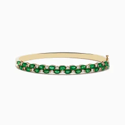 Effy Jewelry 14K Yellow Gold Emerald and Diamond Bangle | Bracelets