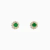 Effy Jewelry 14K Yellow Gold Emerald and Diamond Stud Earrings, 0.72 TCW | Earrings