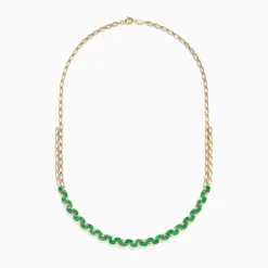 BH Multi 14K Yellow Gold Emerald and Diamond Necklace | Necklaces & Pendants