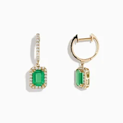 Effy Jewelry 14K Yellow Gold Emerald and Diamond Drop Earrings | Earrings