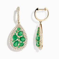 Effy Jewelry 14K Yellow Gold Emerald and Diamond Earrings | Earrings