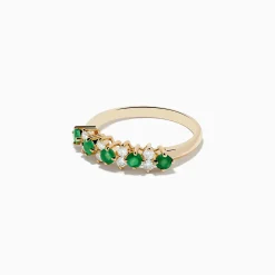Effy Jewelry 14K Yellow Gold Emerald and Diamond Band, 0.64 TCW | Rings