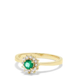 Effy Jewelry 14K Yellow Gold Emerald and Diamond Ring, 0.36 TCW | Rings