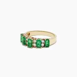 BH Multi 14K Yellow Gold Emerald and Diamond Band, 1.53 TCW | Rings