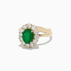 Effy Jewelry 14K Yellow Gold Emerald and Diamond Ring | Rings