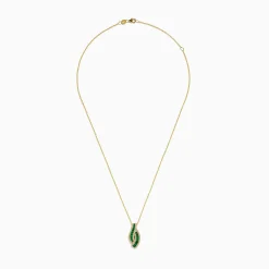 BH Multi 14K Yellow Gold Emerald and Diamond Pendant | Necklaces & Pendants