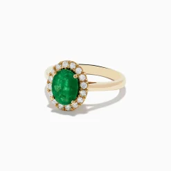Effy Jewelry 14K Yellow Gold Emerald and Diamond Ring | Rings