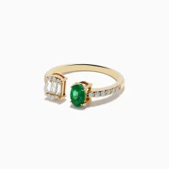 Effy Jewelry 14K Yellow Gold Emerald and Diamond Toi Et Moi Ring | Rings