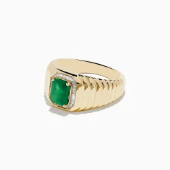 Effy Jewelry 14K Yellow Gold Emerald and Diamond Ring | Mens