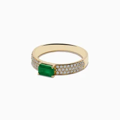 Effy Jewelry 14K Yellow Gold Emerald and Diamond Ring | Rings