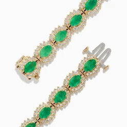 BH Multi 14K Yellow Gold Emerald and Diamond Tennis Bracelet | Bracelets