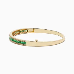 Effy Jewelry 14K Yellow Gold Emerald and Diamond Bangle, 2.97 TCW | Bracelets