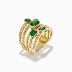 Effy Jewelry 14K Yellow Gold Emerald and Diamond Statement Ring | Rings