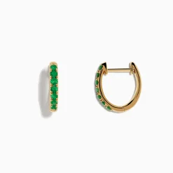 Effy Jewelry 14K Yellow Gold Emerald Huggie Earrings | Earrings