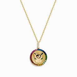 Effy Jewelry 14K Yellow Gold Emerald Multi Sapphire and Diamond Panther Pendant | Necklaces & Pendants