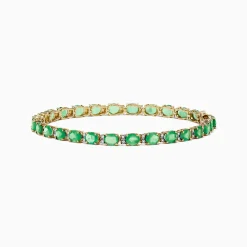 Effy Jewelry 14K Yellow Gold Emerald u0026 Diamond Tennis Bracelet, 9.56 TCW | Bracelets