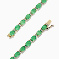 Effy Jewelry 14K Yellow Gold Emerald u0026 Diamond Tennis Bracelet, 9.56 TCW | Bracelets