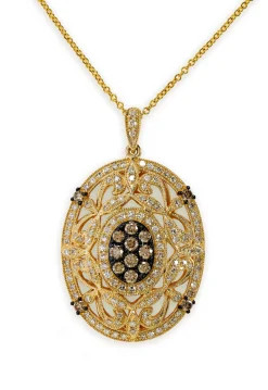 Effy Jewelry 14K Yellow Gold Espresso and White Diamond Pendant, 0.78 TCW | Necklaces & Pendants