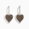Effy Jewelry 14K Yellow Gold Espresso and White Diamond Heart Earrings | Earrings