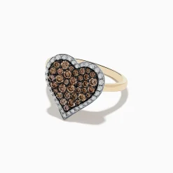 Effy Jewelry 14K Yellow Gold Espresso and White Diamond Heart Ring | Rings