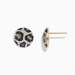 BH Multi 14K Yellow Gold Espresso, Black and White Diamond Earrings, 0.94 TCW | Earrings