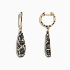 BH Multi 14K Yellow Gold Espresso, Black and White Diamond Earrings, 1.26 TCW | Earrings