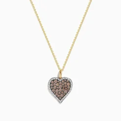 Effy Jewelry 14K Yellow Gold Espresso Diamond Heart Pendant | Necklaces & Pendants