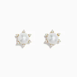 Effy Jewelry 14K Yellow Gold Fresh Water Pearl and Diamond Earrings | Earrings
