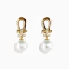 Effy Jewelry 14K Yellow Gold Fresh Water Pearl and Diamond Horseshoe Drop Earrings | Earrings