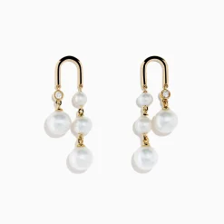 Effy Jewelry 14K Yellow Gold Fresh Water Pearl and Diamond Drop Earrings | Earrings